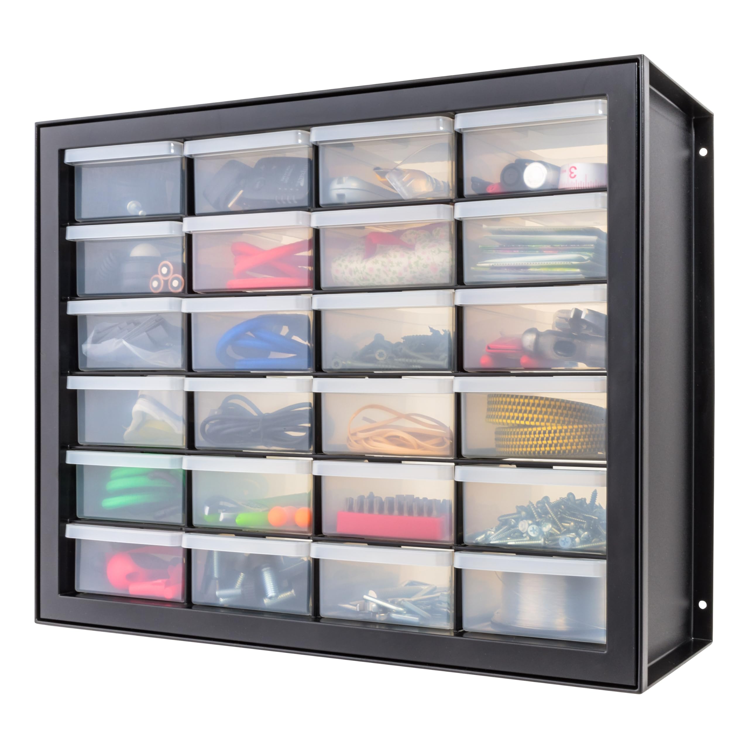 Black 24-Drawer Plastic Storage Organizer Made in USA for Tools Crafts Bricks Small Business Supplies