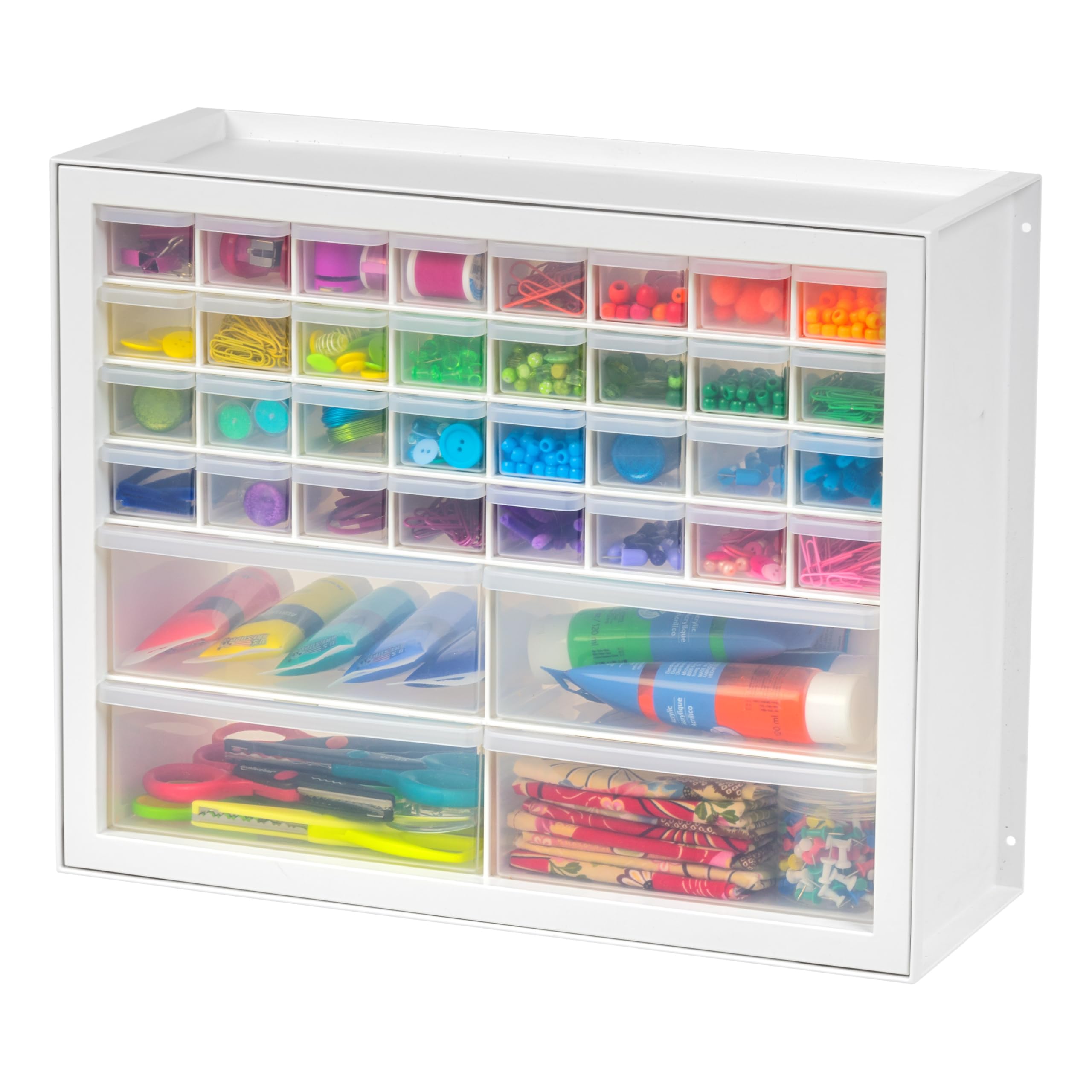 IRIS USA 44-Drawer Small Parts Organizer, Made in USA, Storage Drawers for Screws, Nuts, Bolts, Electronics, Hardware, Beads, Crafts, Building Bricks, Stackable Garage Storage Cabinet, Black