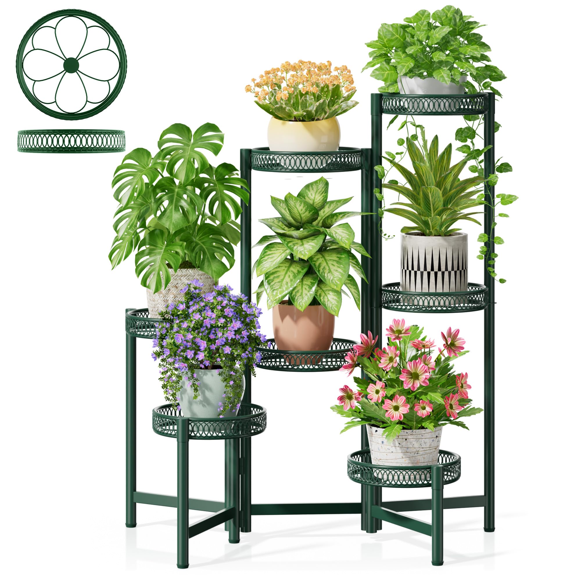 Gold Plant Stand Indoor Outdoor, Corner Metal Flower Pot Stands for Multiple Plants, 5 Tier Heavy Duty Plant Shelf for Patio Garden Balcony Living Room Bedroom - GoldWave