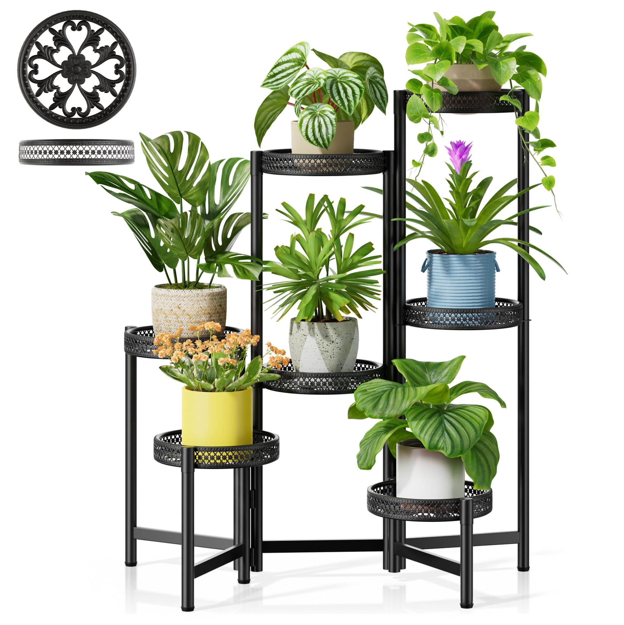 Gold Plant Stand Indoor Outdoor, Corner Metal Flower Pot Stands for Multiple Plants, 5 Tier Heavy Duty Plant Shelf for Patio Garden Balcony Living Room Bedroom - GoldWave