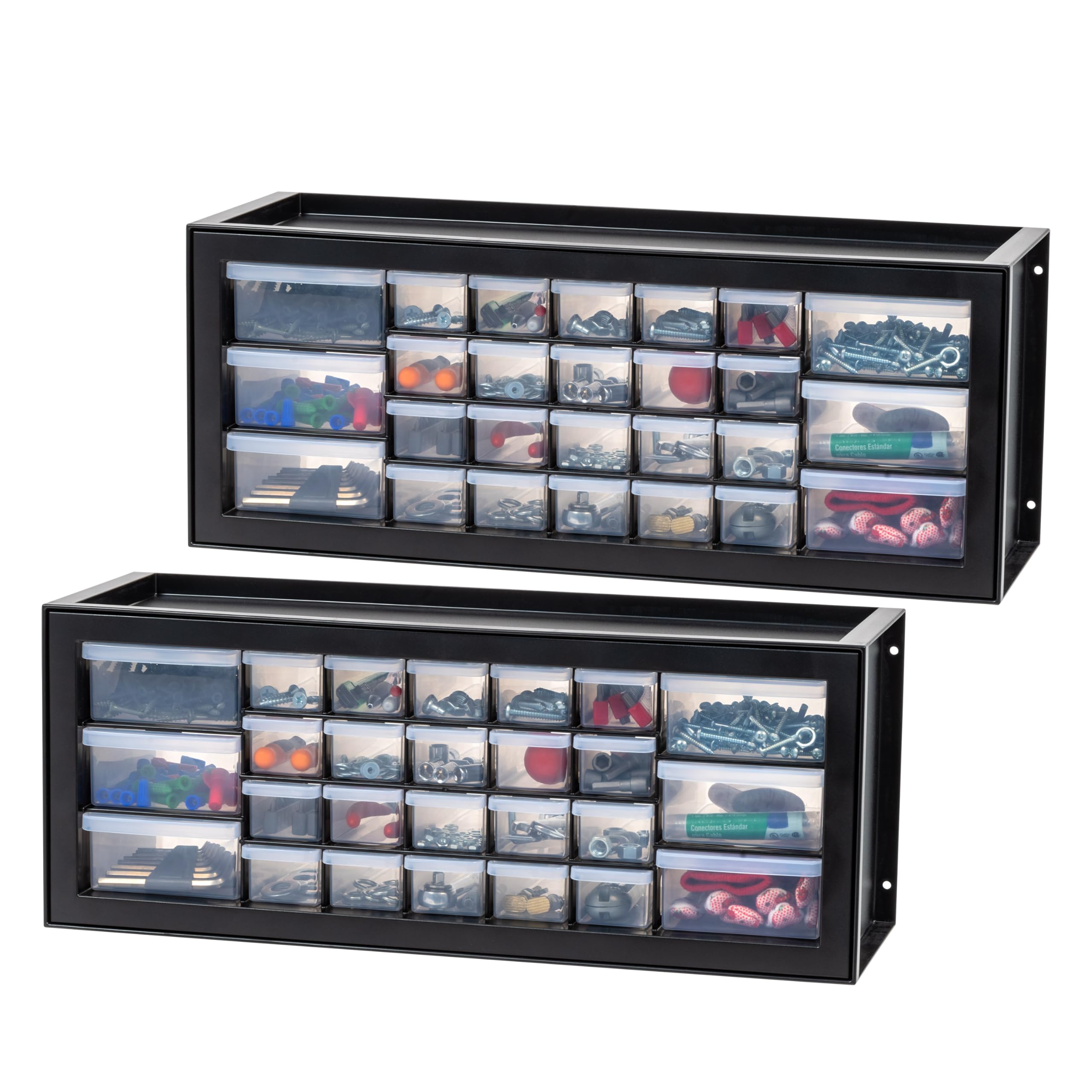 Black 24-Drawer Plastic Storage Organizer Made in USA for Tools Crafts Bricks Small Business Supplies