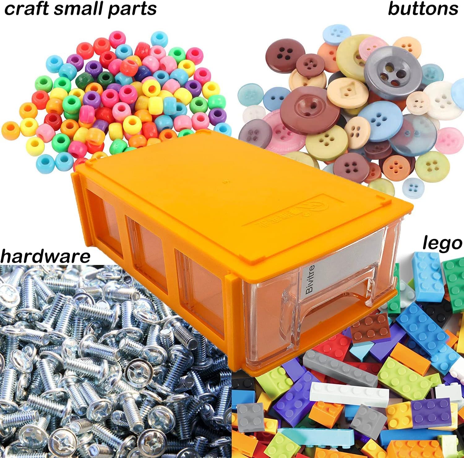 Stackable Storage Drawers Set of 20, Plastic Drawers Organizer for Small Parts Screw Craft Organizer, Mini Drawer Organizer with Dividers and Paper Labels(ORANGE)