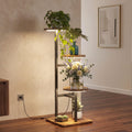 4 Tier Plant Stand Indoor with Grow Light, Tiered Plant Stands for Indoor Plants Multiple, Corner Flower Stand for Living Room, Multi-Layer Vintage Design Plant Shelf