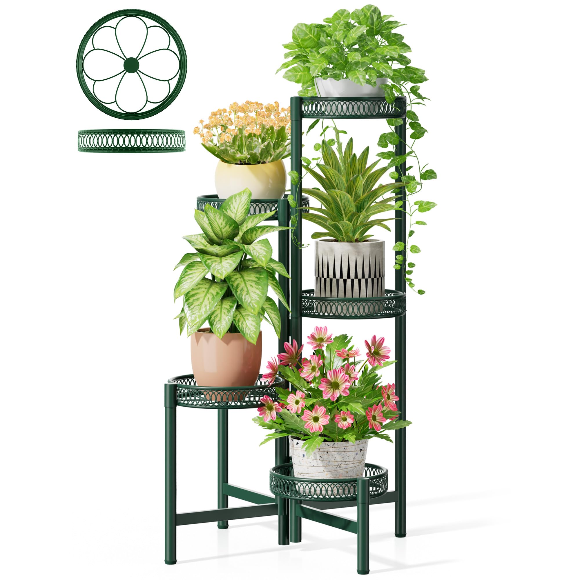Gold Plant Stand Indoor Outdoor, Corner Metal Flower Pot Stands for Multiple Plants, 5 Tier Heavy Duty Plant Shelf for Patio Garden Balcony Living Room Bedroom - GoldWave