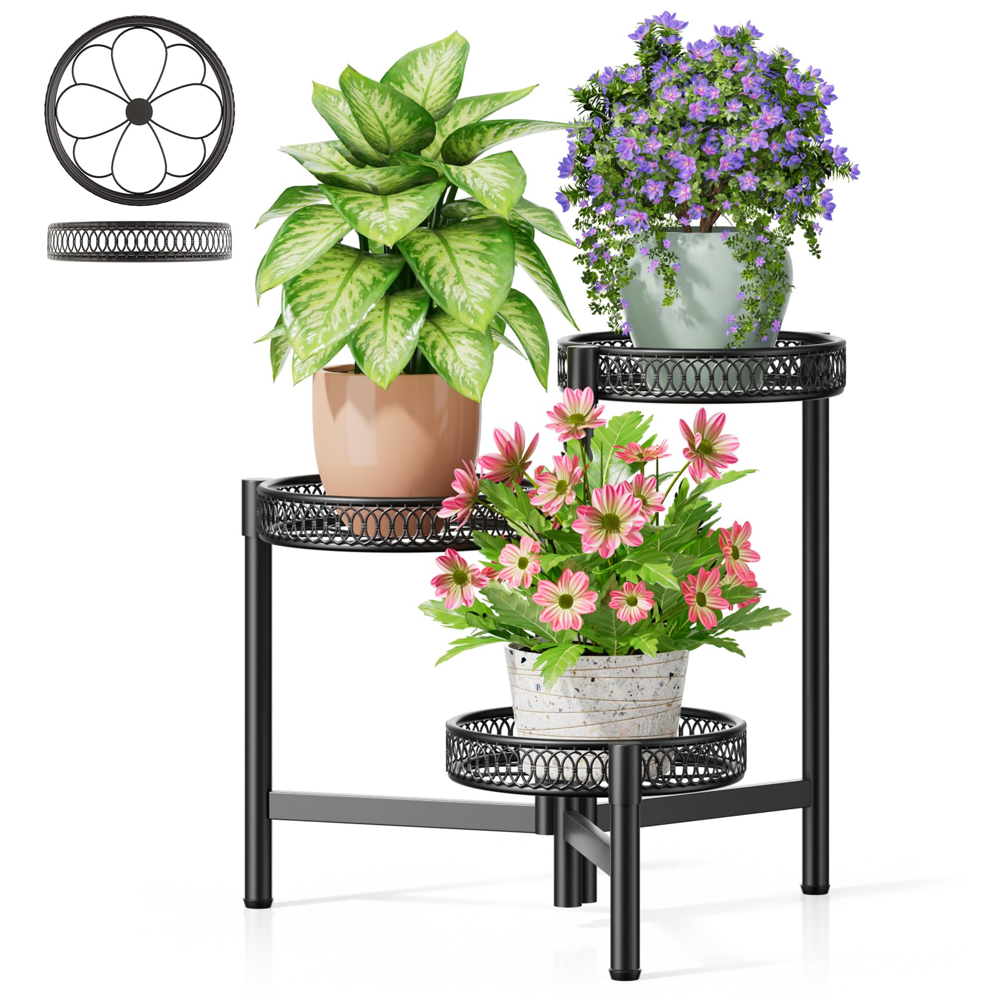 Gold Plant Stand Indoor Outdoor, Corner Metal Flower Pot Stands for Multiple Plants, 5 Tier Heavy Duty Plant Shelf for Patio Garden Balcony Living Room Bedroom - GoldWave