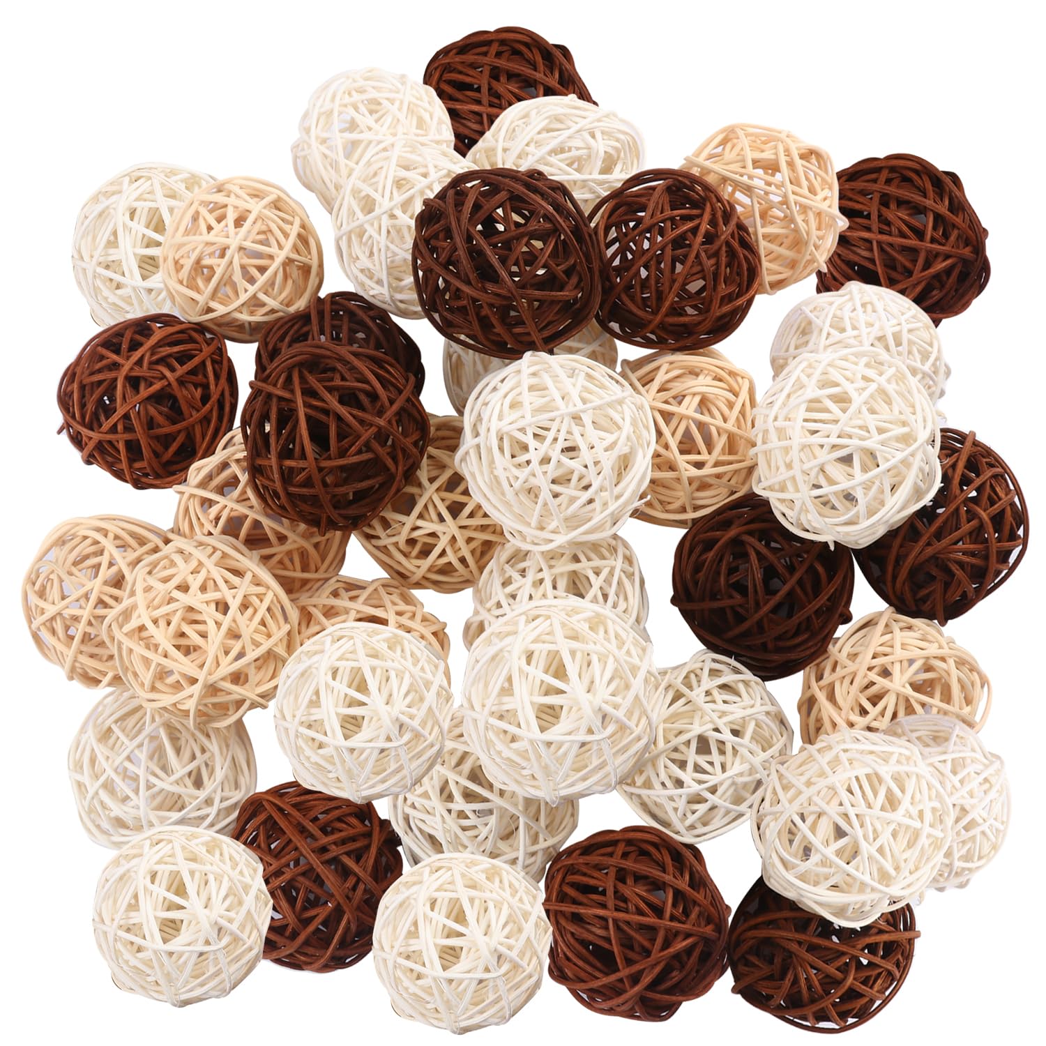 120 PCS 3-Colors 1.2 inch Natural Decorative Wicker Rattan Balls, Mini Hanging Rattan Balls Vase Fillers for Christmas, Ornaments DIY, Parrot and Party Decorations