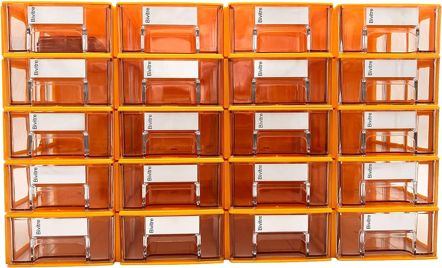Stackable Storage Drawers Set of 20, Plastic Drawers Organizer for Small Parts Screw Craft Organizer, Mini Drawer Organizer with Dividers and Paper Labels(ORANGE)
