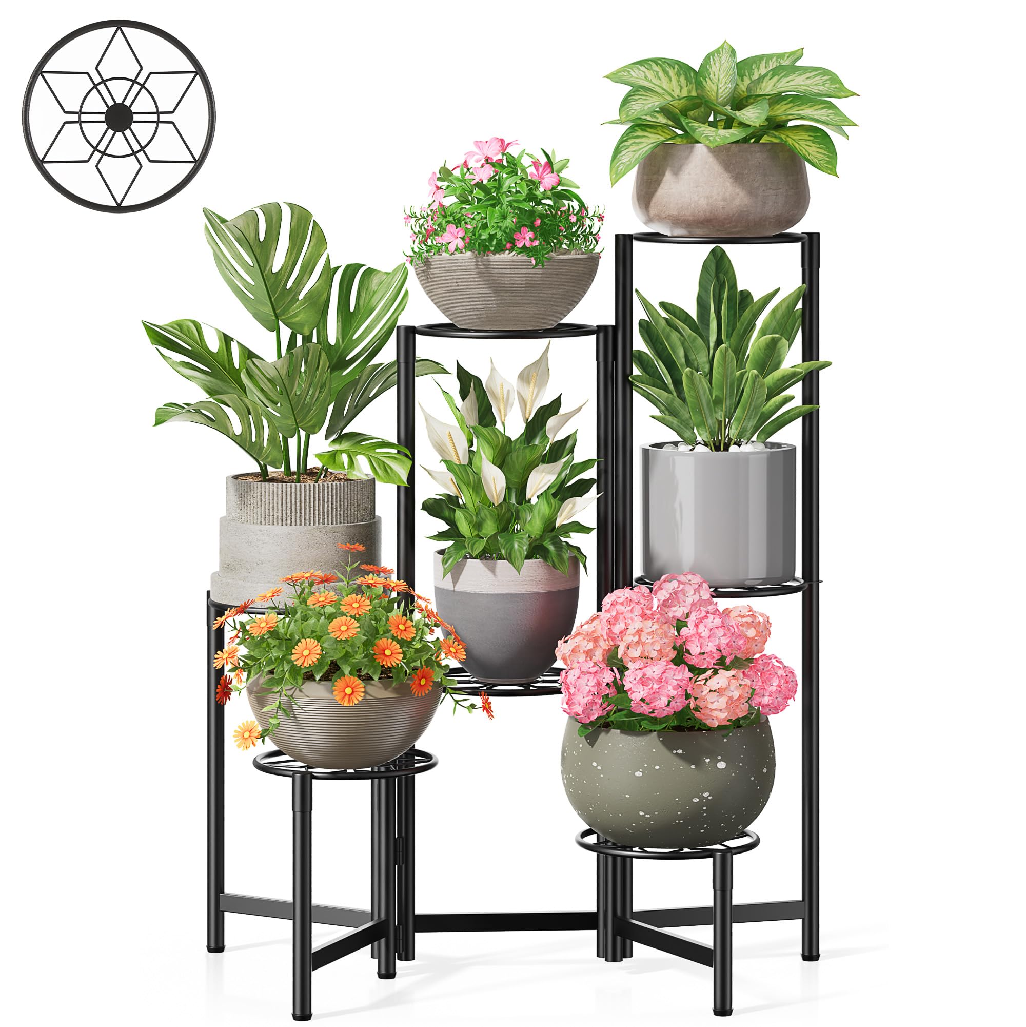 Gold Plant Stand Indoor Outdoor, Corner Metal Flower Pot Stands for Multiple Plants, 5 Tier Heavy Duty Plant Shelf for Patio Garden Balcony Living Room Bedroom - GoldWave
