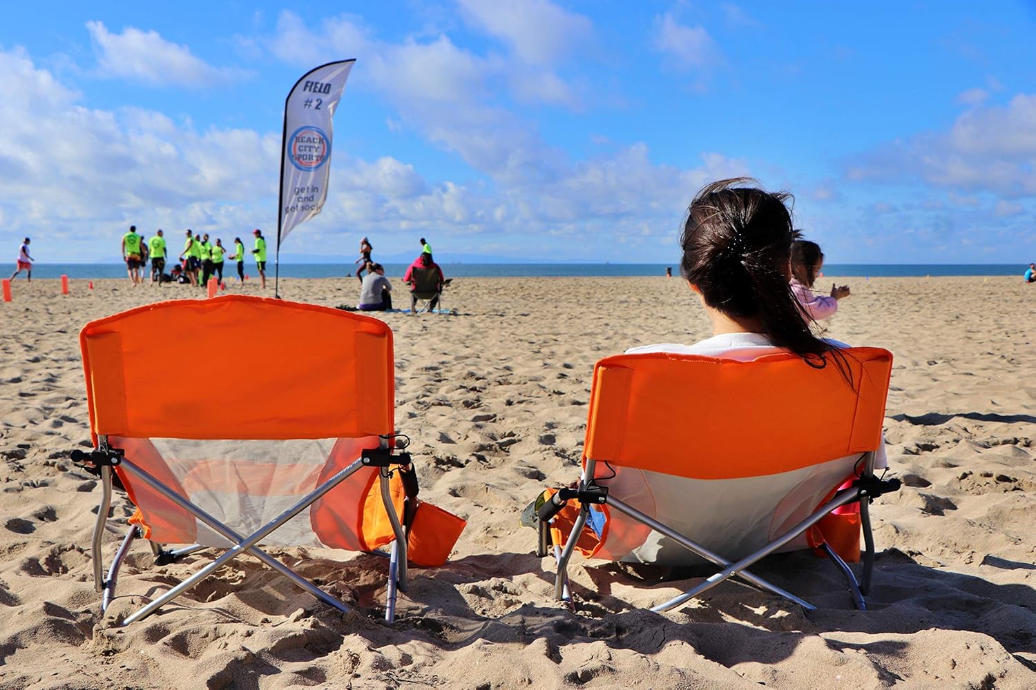 Nice C Low Beach Camping Folding Chair, Compact Backpacking River Sand Chair,Sillas De Playa, with Cup Holder, Carry Bag, Heavy Duty Outdoor, Camping, Beach, Travel, Picnic, Festival (2 Pack Orange)