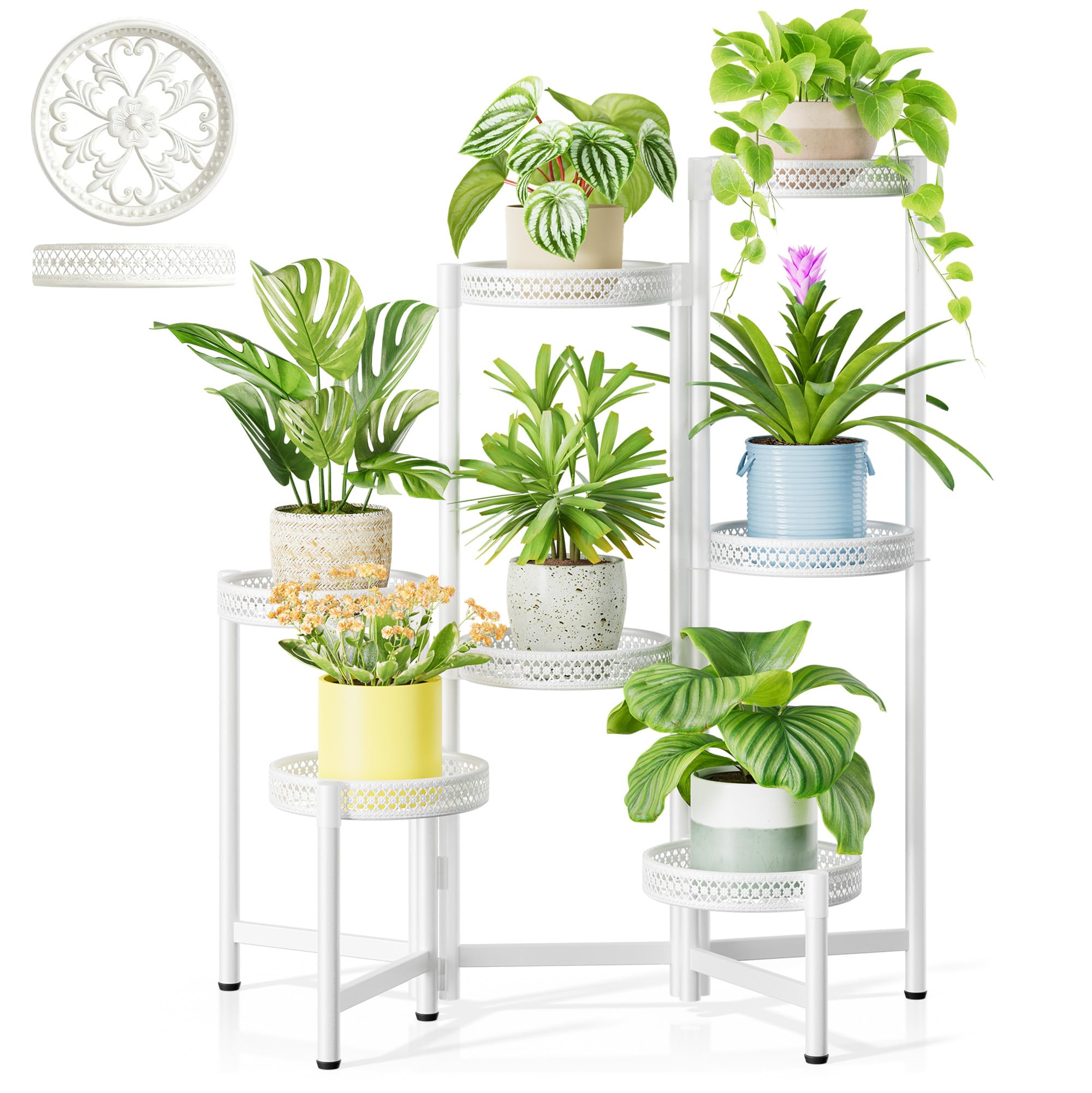 Gold Plant Stand Indoor Outdoor, Corner Metal Flower Pot Stands for Multiple Plants, 5 Tier Heavy Duty Plant Shelf for Patio Garden Balcony Living Room Bedroom - GoldWave
