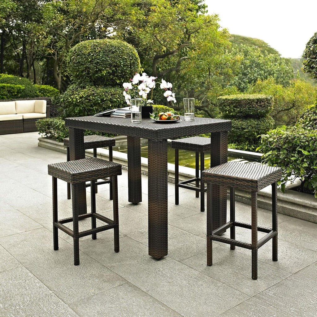 Furniture Brown Palm Harbor Wicker Counter Height Outdoor Bar Stools Set of 2 for Patio Backyard Deck